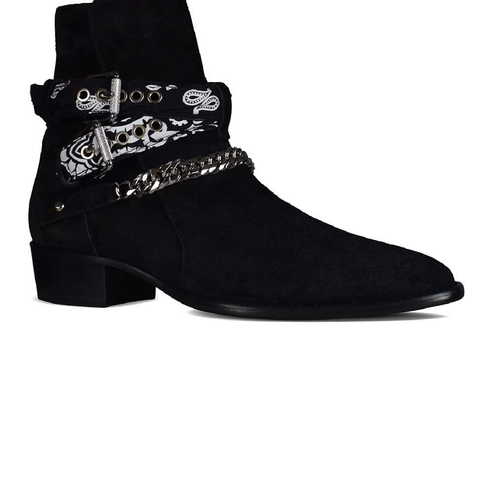 AMIRI Black Suede Boots with Silver Accents